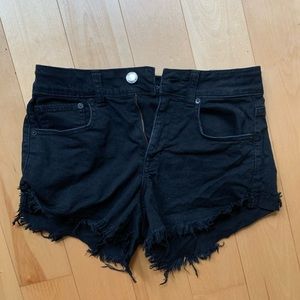Black denim shorts